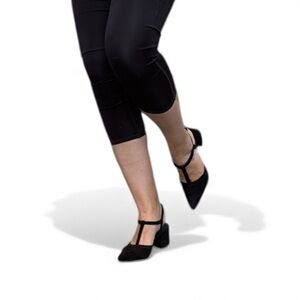 Black Suede-Look Low Block Heel Shoes – Size 9 – Jasmine (Turkey)